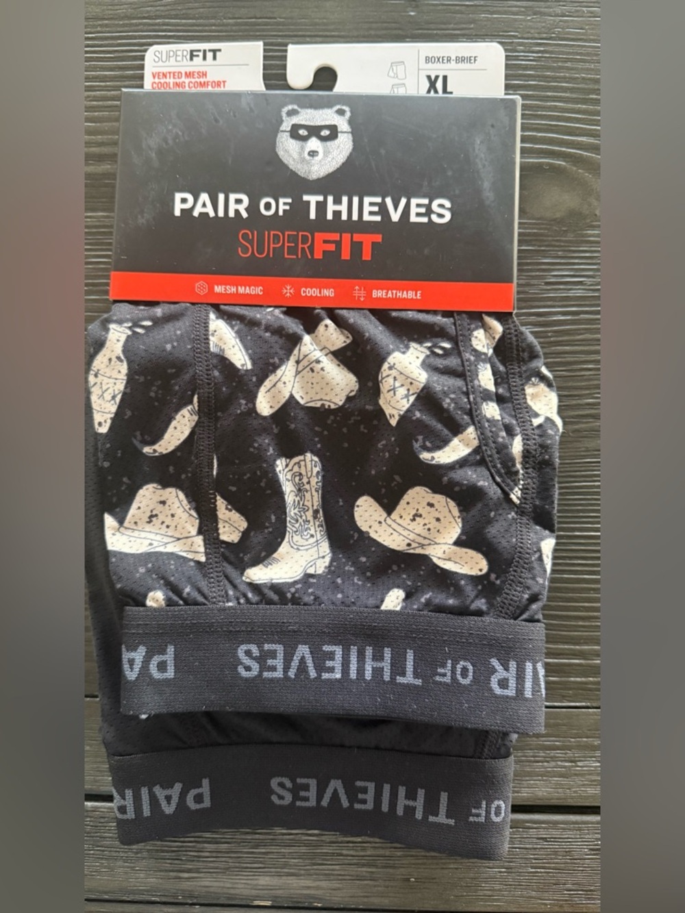 PAIR OF THIEVES SuperFit Men’s Black Cowboy Print Boxer Briefs Xl 2 pack